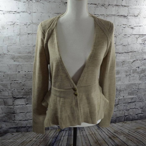 Miss Me Sweaters - Miss Me Marled Beige 100% Wool Cardigan Sweater
